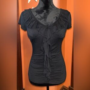 ❌ FINAL CALL❌Candies Y2K black ruffle scrunch top